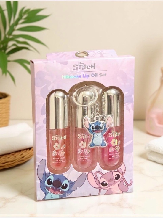 Disney Other - Disney Stitch Hibiscus Lip Oil Set 3 Pc w/ Stitch Charm New